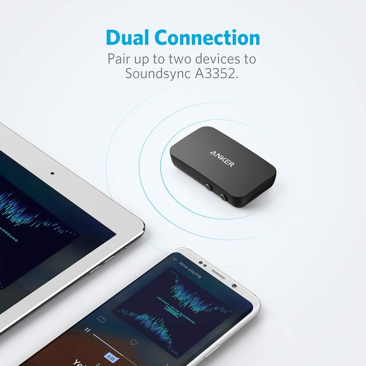 Anker Soundsync A3352 Bluetooth Receiver for Music Streaming with Bluetooth 5.0, 12-Hour Battery Life, Dual Device Connection, for Car, Home Stereo, Headphones, Speakers (Renewed)