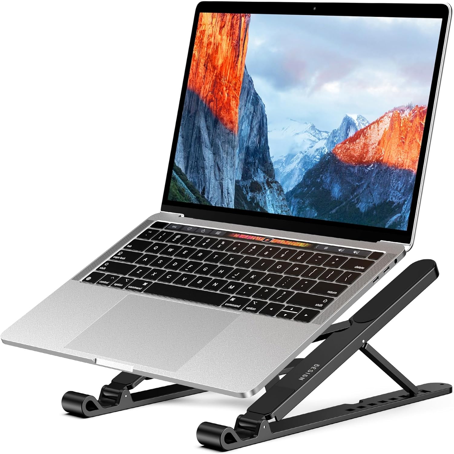 Besign LS01 Pro Ergonomic Laptop Stand for Desk, Portable and Adjustable Computer Holder, Ventilated Cooling Pad Notebook Riser Compatible with 10-15.6" Laptops (Black)