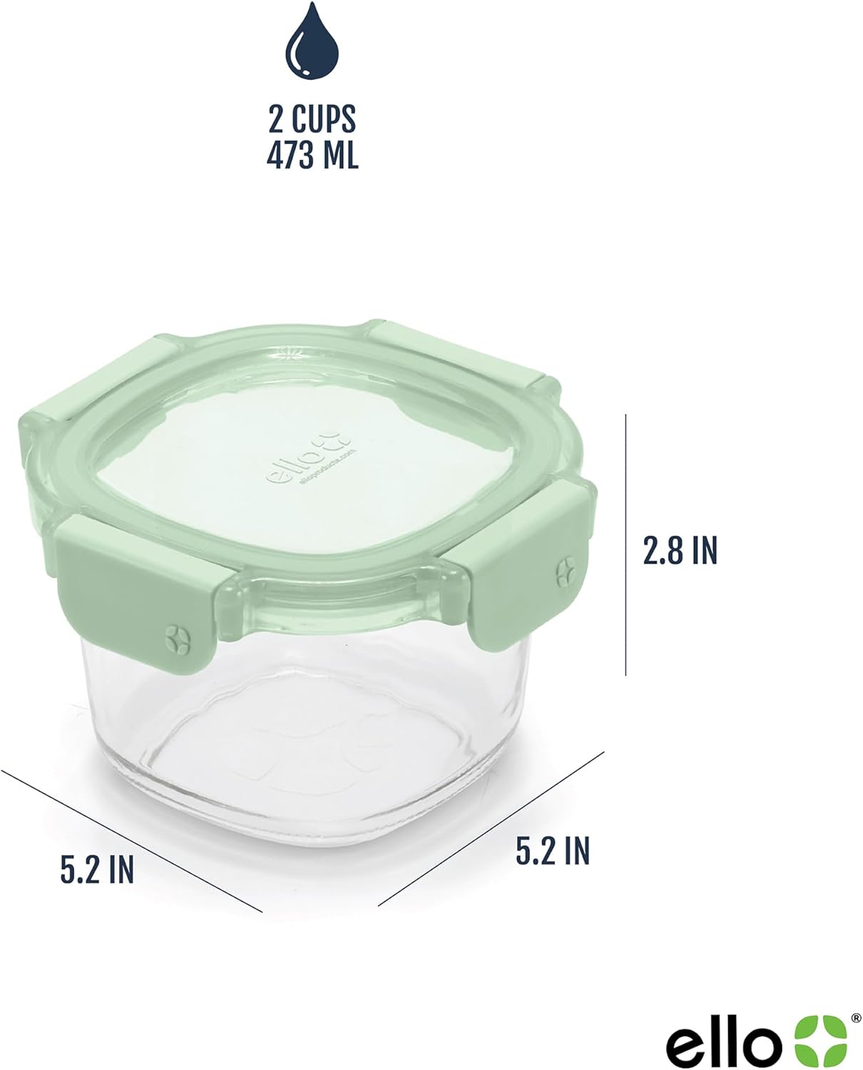 Ello Color Lock 2 Cup 6PC, 3 Pack Glass Meal Prep Sets Leak-Proof Glass Food Storage Containers with Airtight BPA-Free Plastic Lids, Dishwasher, Microwave, and Freezer Safe, Desert