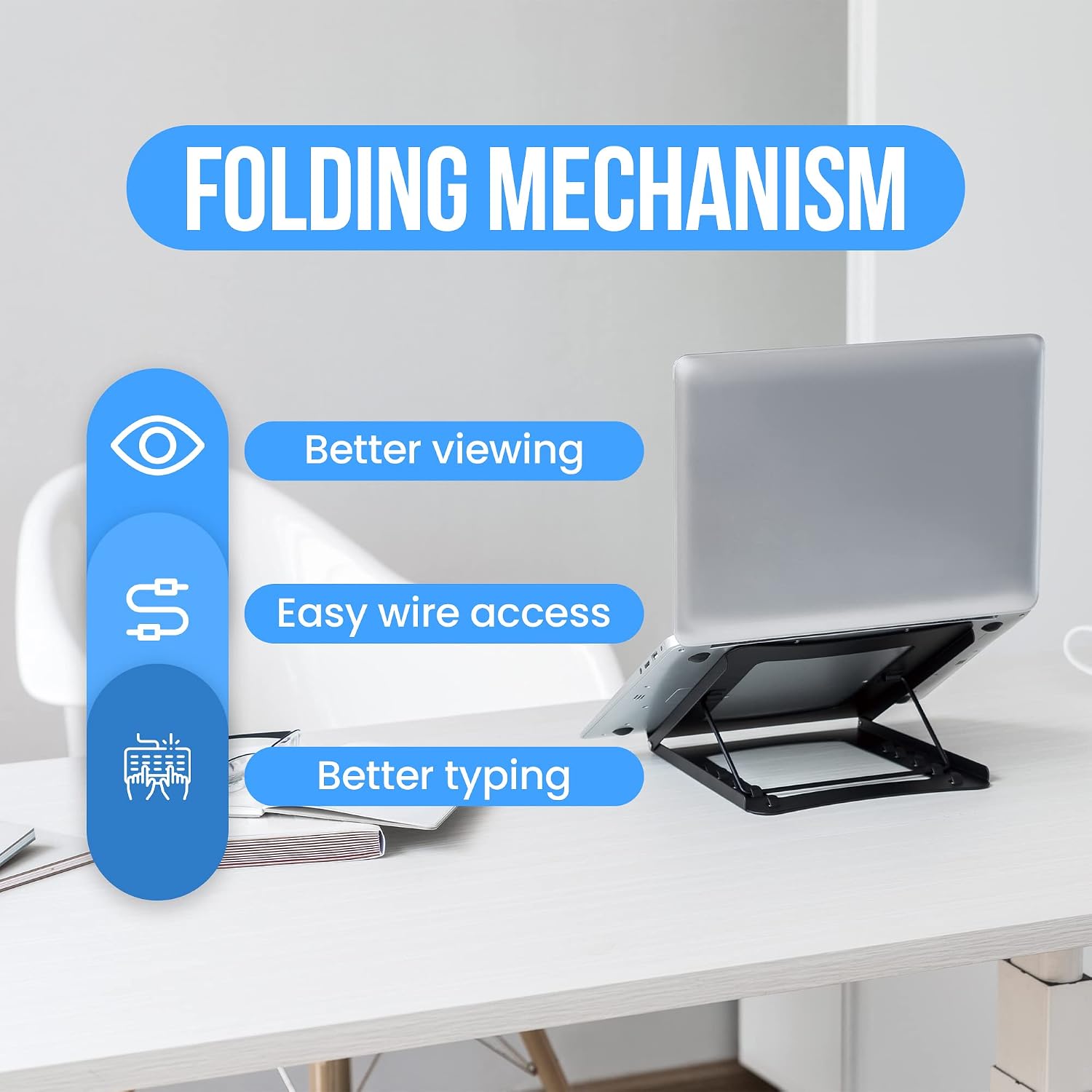 10" - 15" Laptop Portable Stand - Folding Collapsible Laptop Stand Raiser Travel Adjustible Foldable Notebook Stand Compatible with Lenovo-MacBook Air-Pro-Dell-HP for 10 11 12 13 1