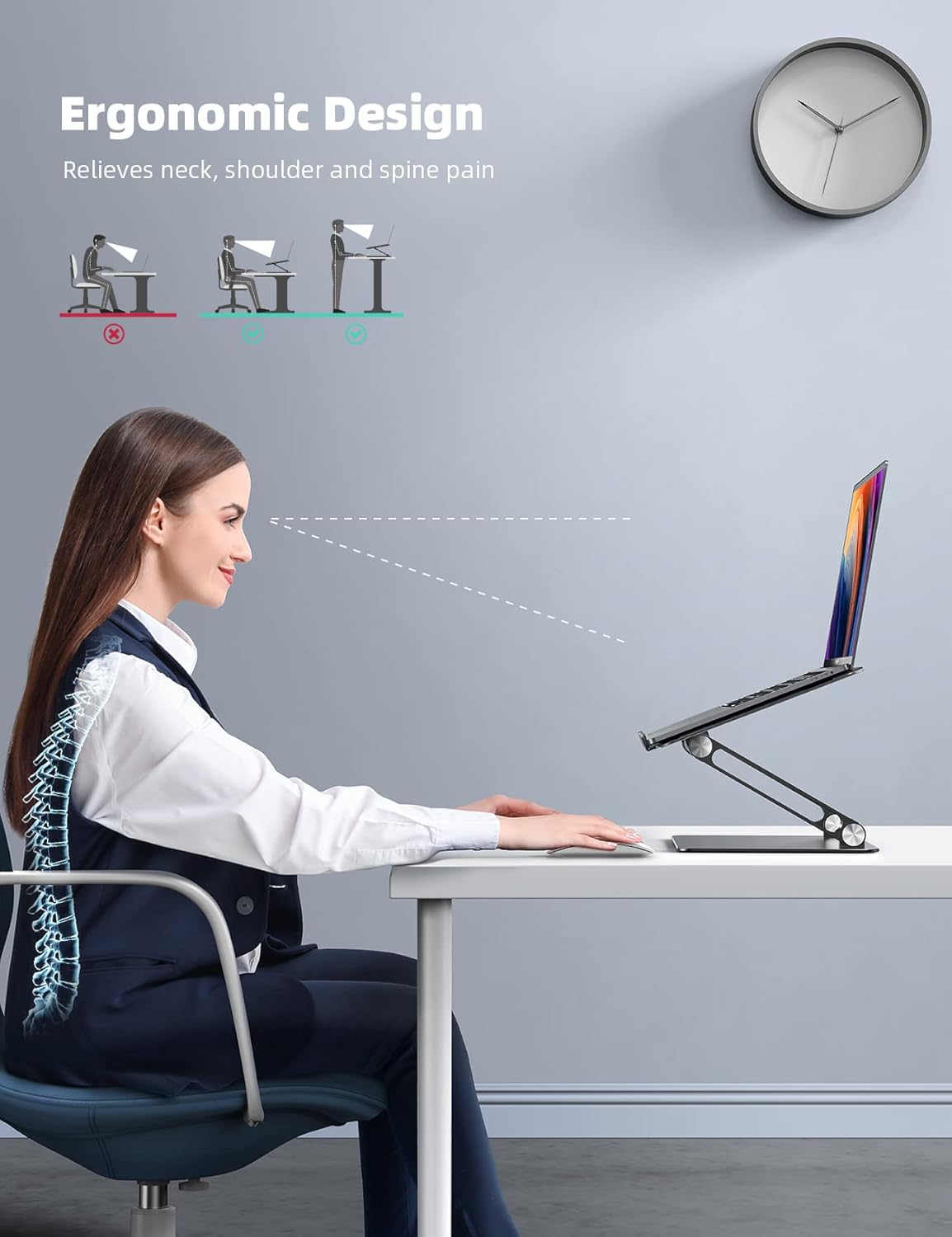 Lamicall Adjustable Laptop Stand, Portable Laptop Riser, Aluminum Laptop Stand for Desk Foldable, Ergonomic Computer Notebook Stand Holder for MacBook Air Pro, More 10-17.3" laptop