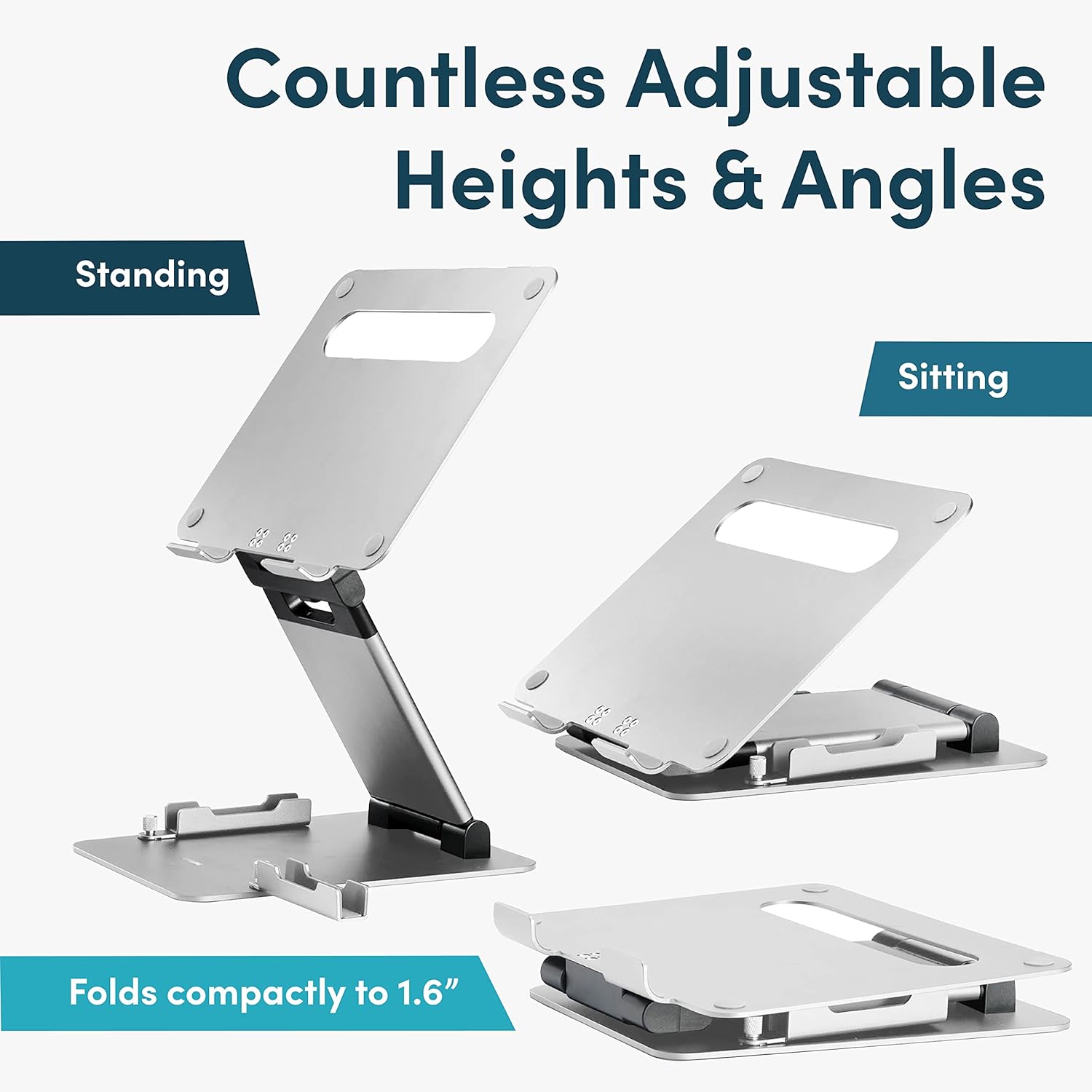 LIFELONG Laptop Stand for Desk, Adjustable Height up to 20", Laptop Riser Computer Pulpit Stand for Laptop, Portable Laptop Stands, Fits MacBook, Laptops 10 15 17 inches Laptop Hol