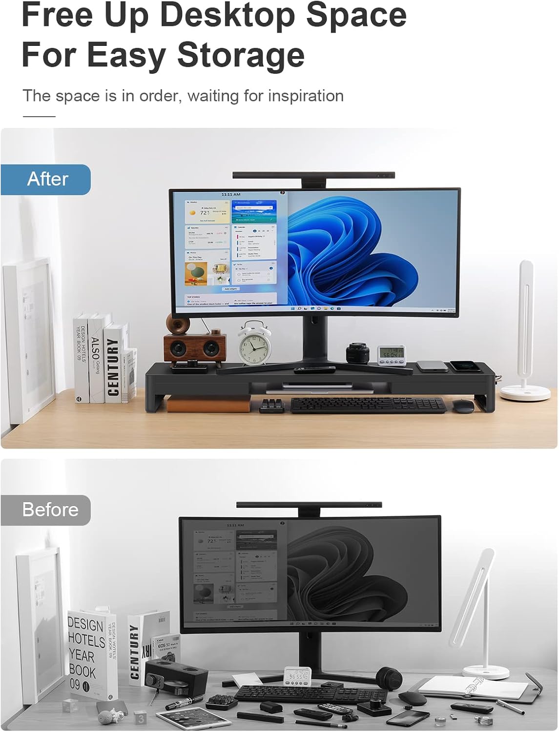 meatanty Dual Monitor Stand Riser with 2 Drawers,4 USB Ports and Charging Pad,Metal Monitor Stand for 2 Monitors Supports Transfer Data and Charging,Desk Organizer for PC(38.7 inch