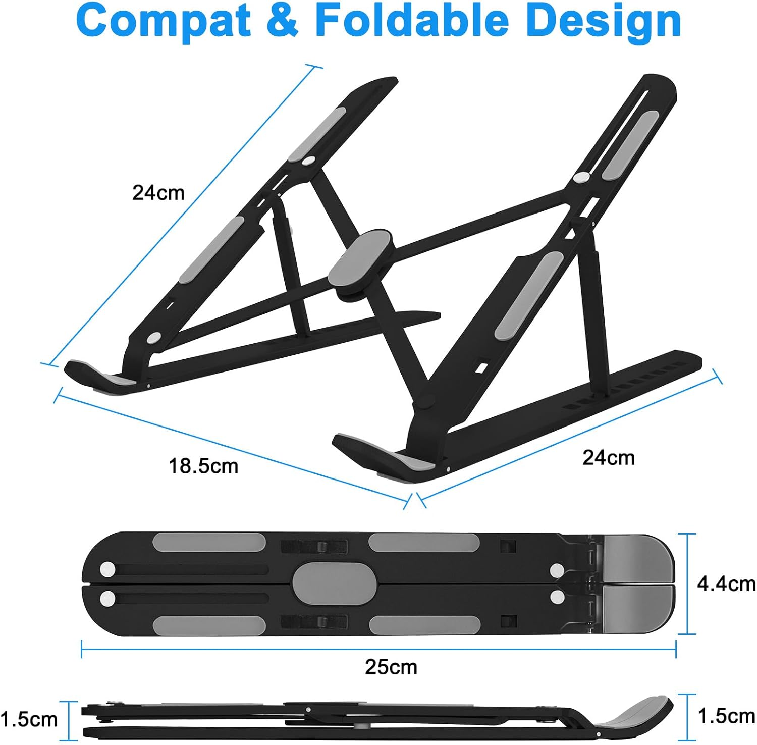 Laptop Stand for Desk, Ergonomic Computer Stand Laptop Holder 10 Angle Adjustable, Portable Laptop Stand Laptop Riser Compatible with All Laptops Efficient Cooling