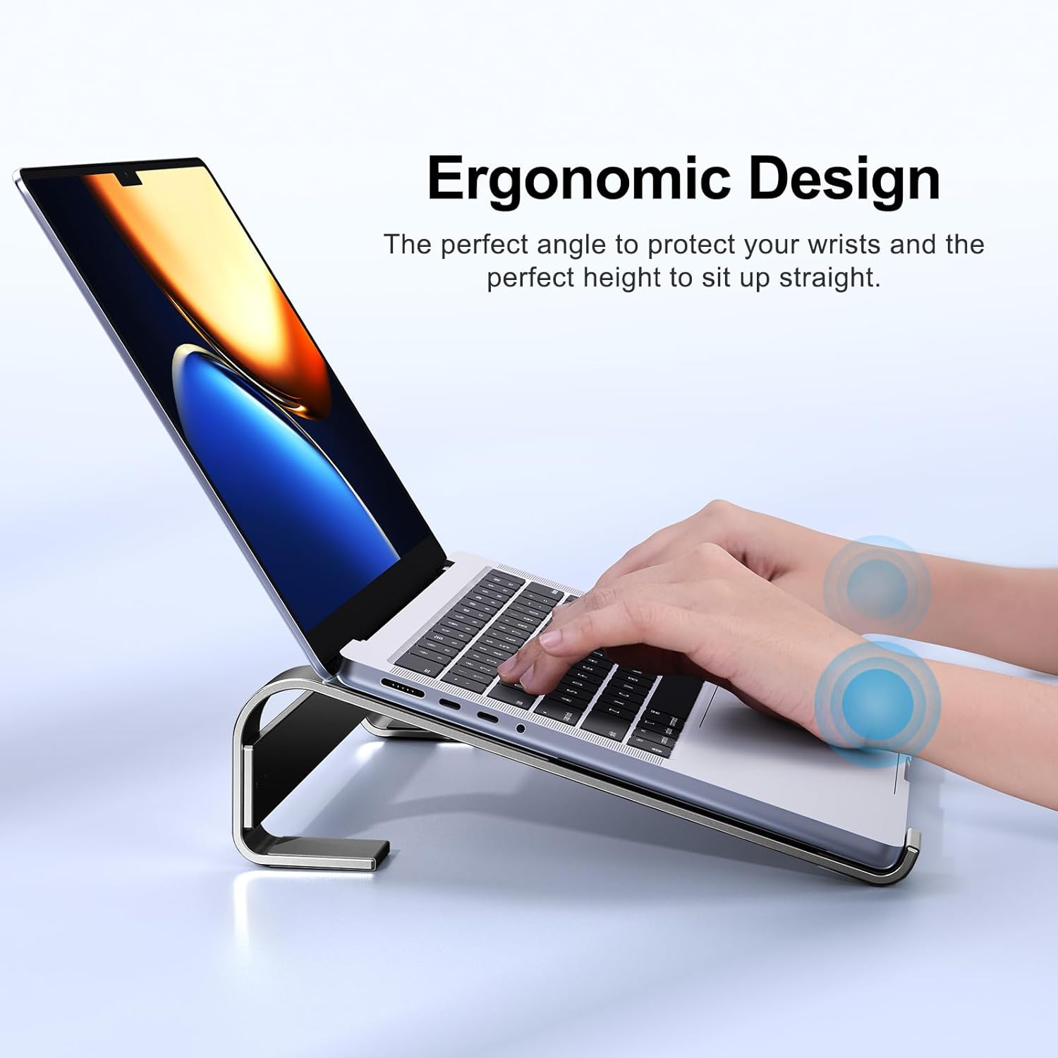 MOKURU Laptop Riser for Desk - Aluminum Ergonomic Computer Stand for Laptop Cooling - Compatible with MacBook Pro/Air, Dell, HP, Lenovo, 10-17.3'', Black