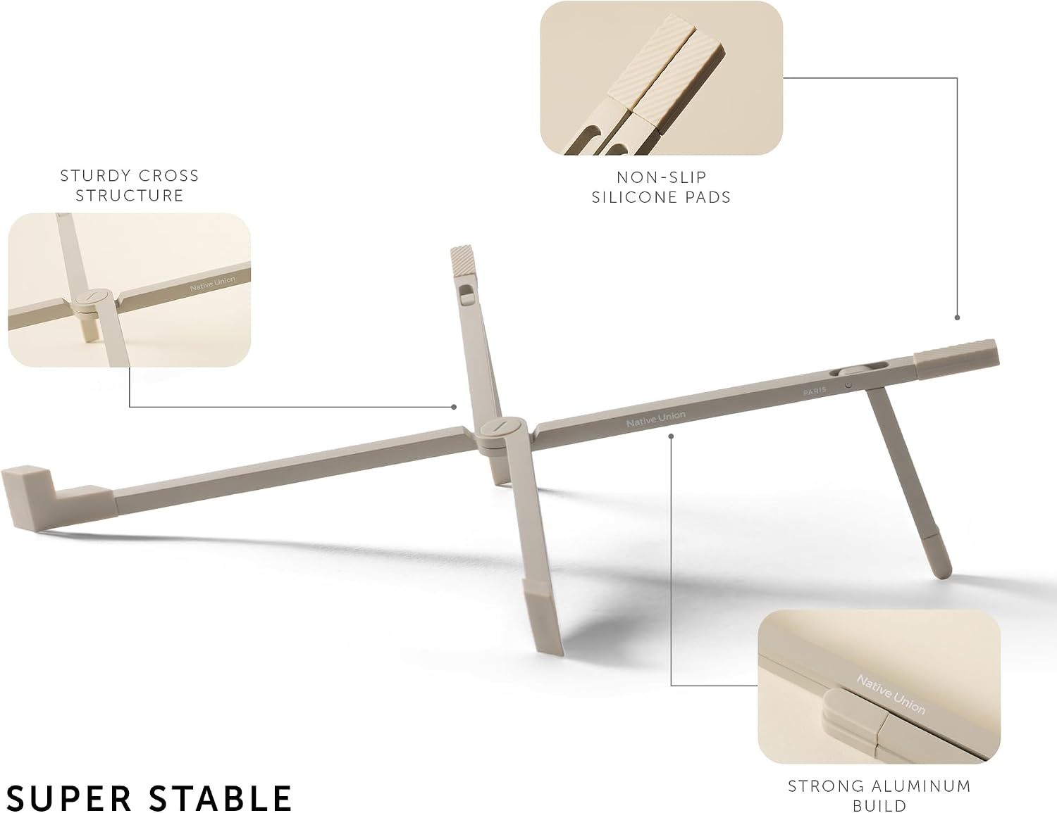 =Native Union Fold Laptop Stand – Ultra-Slim Foldable & Portable Laptop Stand – Ergonomic & Optimized Viewing Angle – for 13 to 16 Inch MacBooks & Laptops, 10 to 16 Inch iPads & Ta