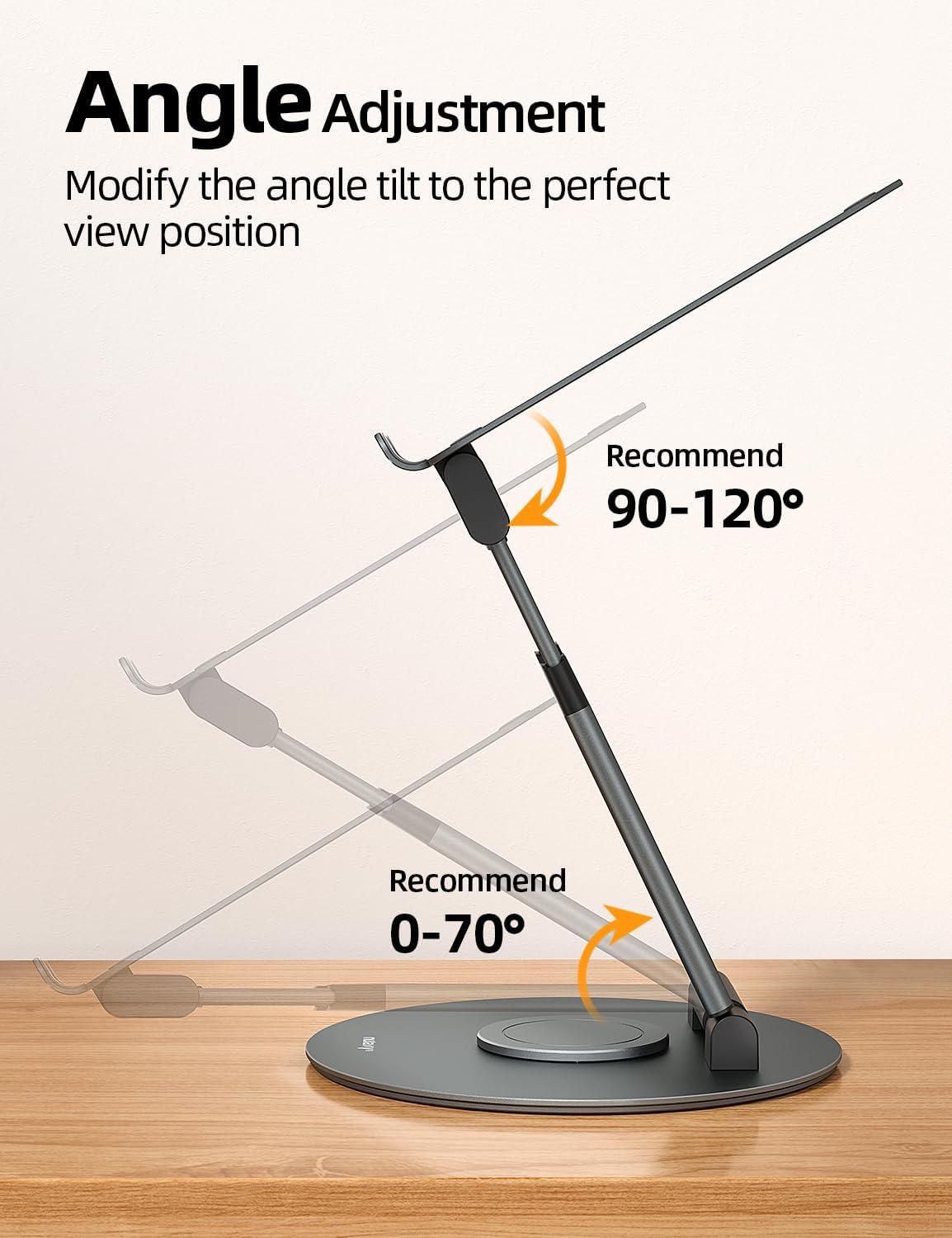 Nulaxy Telescopic 360 Rotating Laptop Stand for Desk Adjustable Height Swivel Pull Out Design Ergonomic Laptop Riser Fits All 10-17" Laptops Computer MacBook, Grey