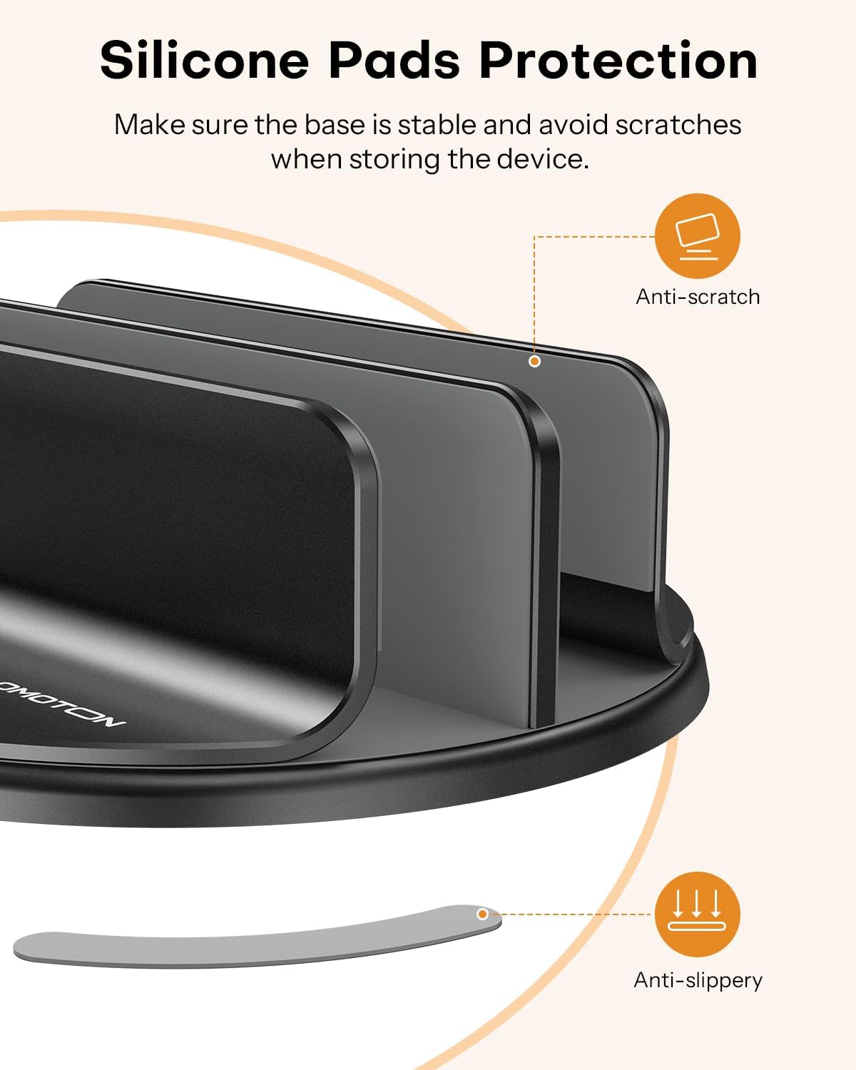 OMOTON 360° Rotating Vertical Laptop Stand Holder, Aluminum Dual-Slot Desk Organizer for MacBook & iPad, Sides Knob Adjustment (No Lost Screws), Holds Laptop, Tablet, Book & Keyboa