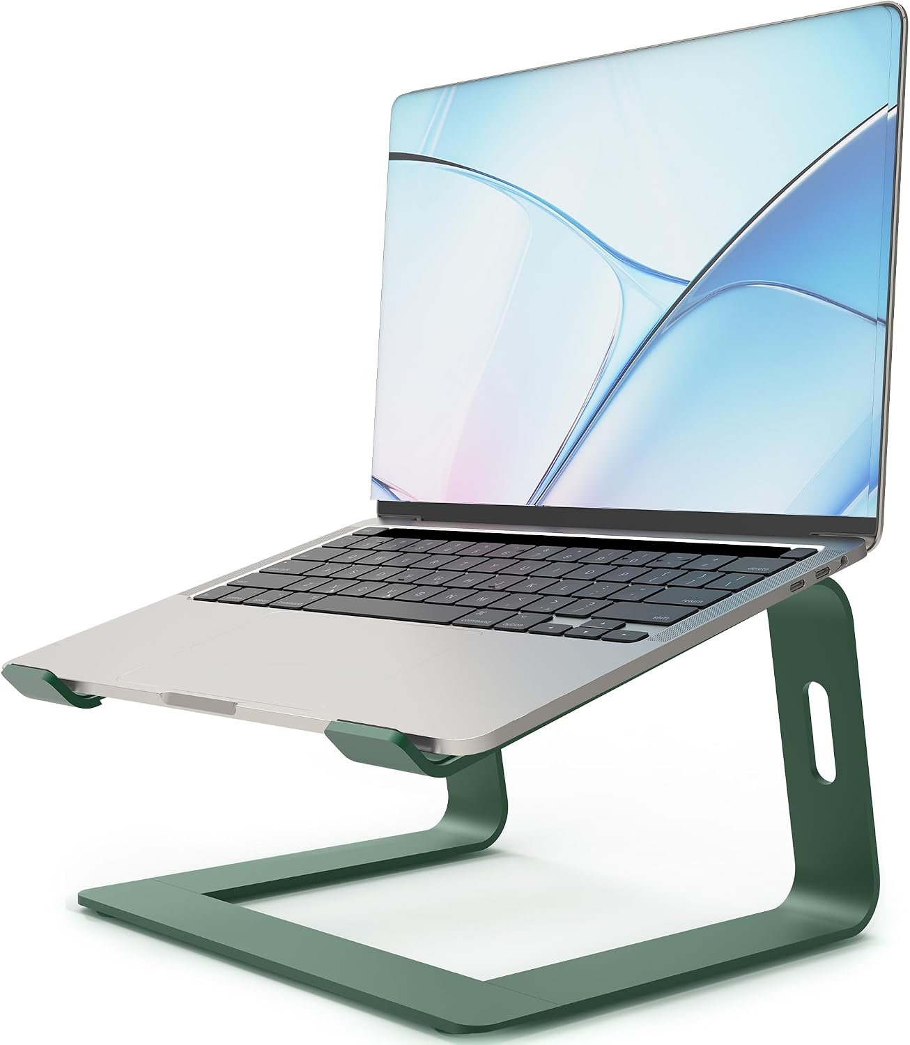 Orionstar Laptop Stand Aluminum Laptop Riser Compatible with Mac MacBook Air Pro 10 to 15.6 Inch Notebook Computer, Ergonomic Elevator Holder (Green)