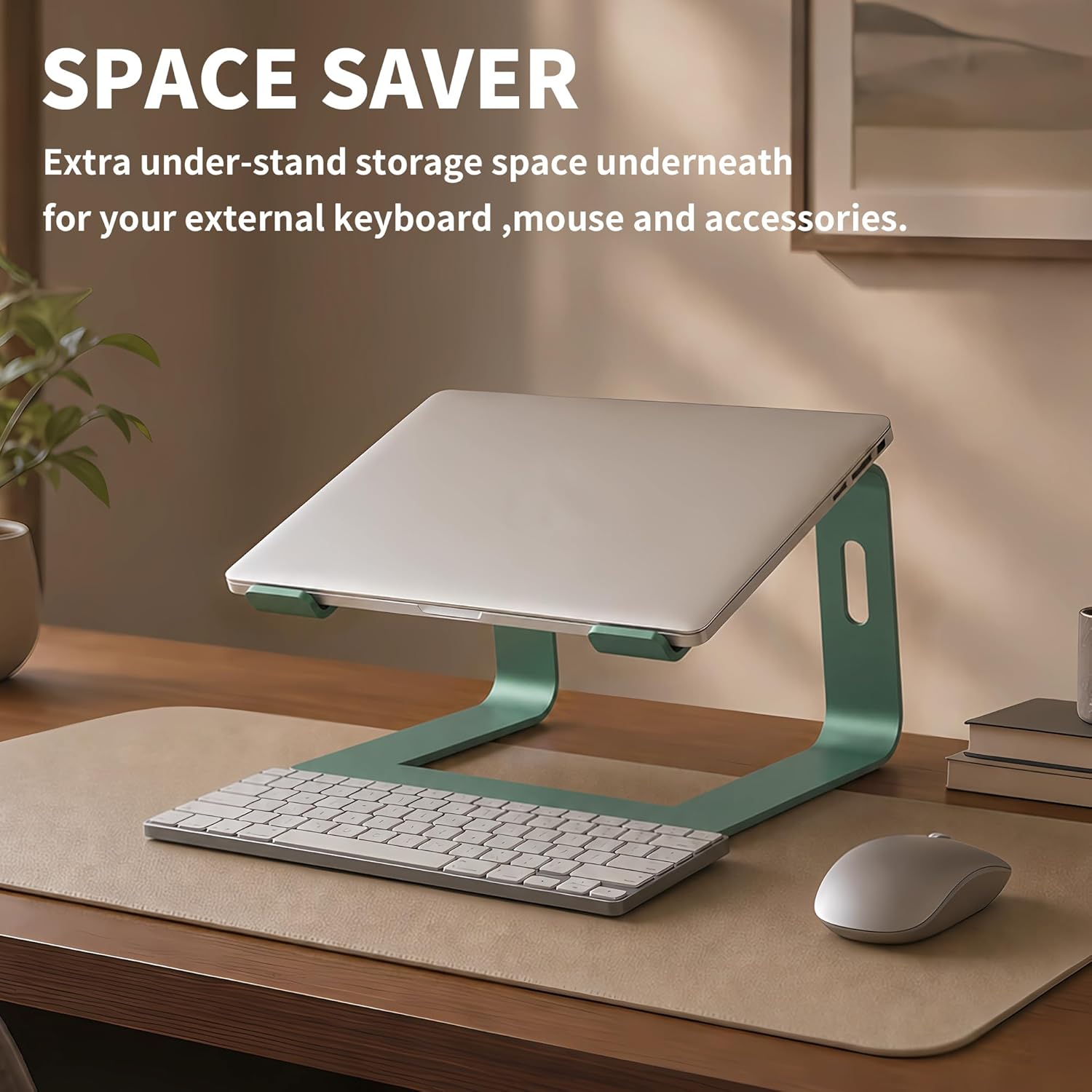 Orionstar Laptop Stand Aluminum Laptop Riser Compatible with Mac MacBook Air Pro 10 to 15.6 Inch Notebook Computer, Ergonomic Elevator Holder (Green)