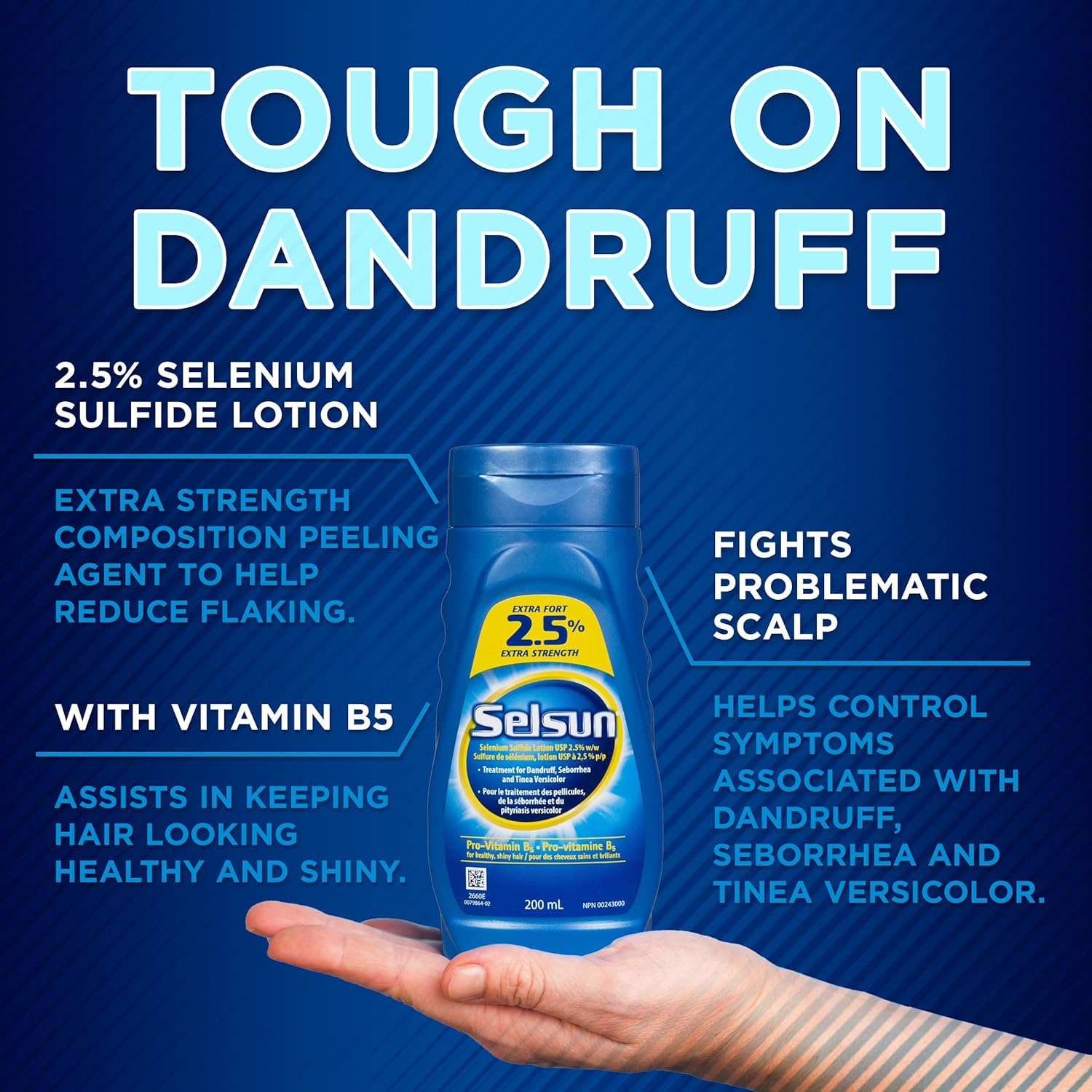Selsun Blue Anti-Dandruff Shampoo, 200mL, Dandruff Treatment with 2.5% Extra Strength Selenium Sulfide and Pro-Vitamin B5