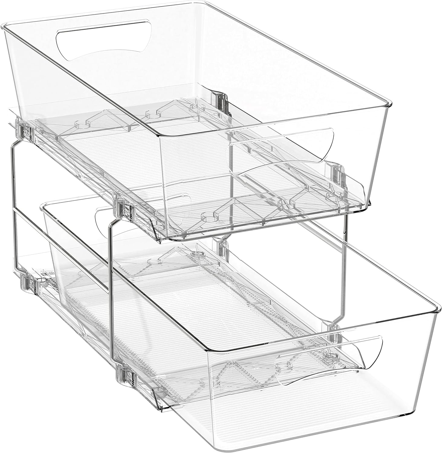 Simple Houseware 2 Tier Under Sink Organizer, Clear Sliding Pull-Out Drawers for Bathroom Storage, 1 Pack
