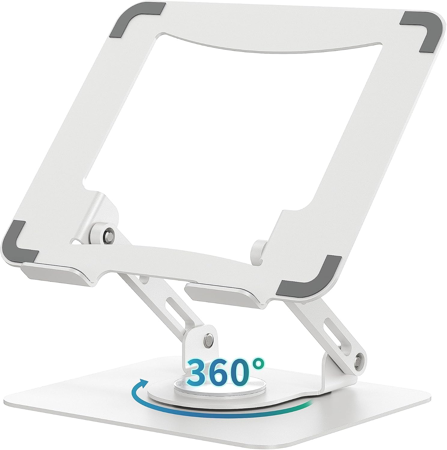 SOUNDANCE Laptop Stand with 360° Rotating Base, Ergonomic Computer Riser for Desk, Adjutable Height Muti-Angle, Foldable Laptop Mount, Stable Metal Holder Support 10-15.6" Notebook