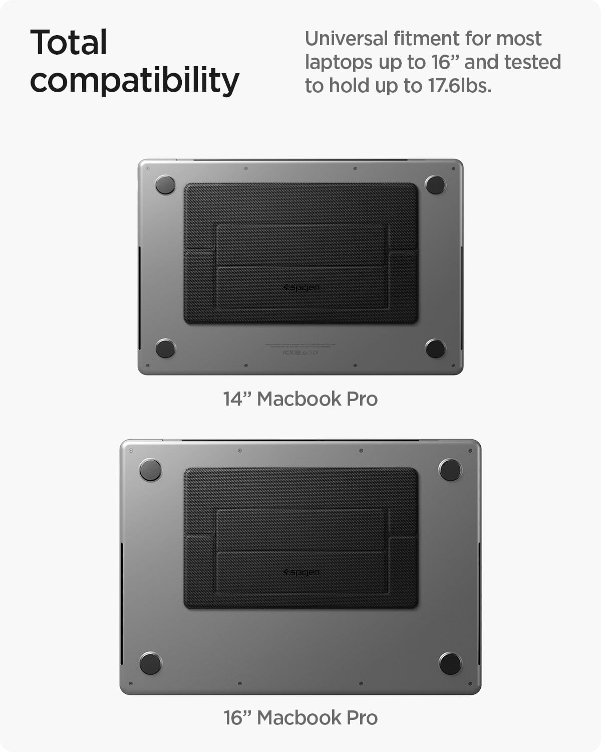 Spigen Slim Fold Laptop Stand Foldable Portable Ergonomic Angle Lift Anti-Slip Compatible with MacBook Neo, MacBook Air, MacBook Pro 11"-16" and More - Black (LD201-S1)