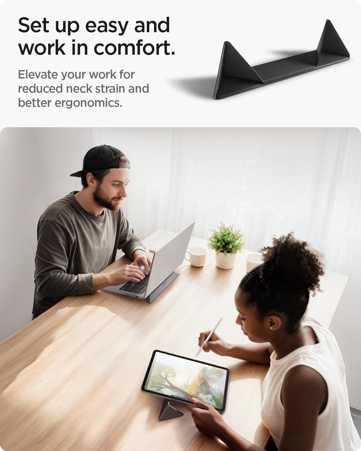 Spigen Slim Fold Portable Laptop Stand Keyboard Riser Foldable Ergonomic Angle Lift Anti-Slip Compatible with MacBook Neo, MacBook Air, MacBook Pro 11"-16" and iPad/Air/Pro and Mor