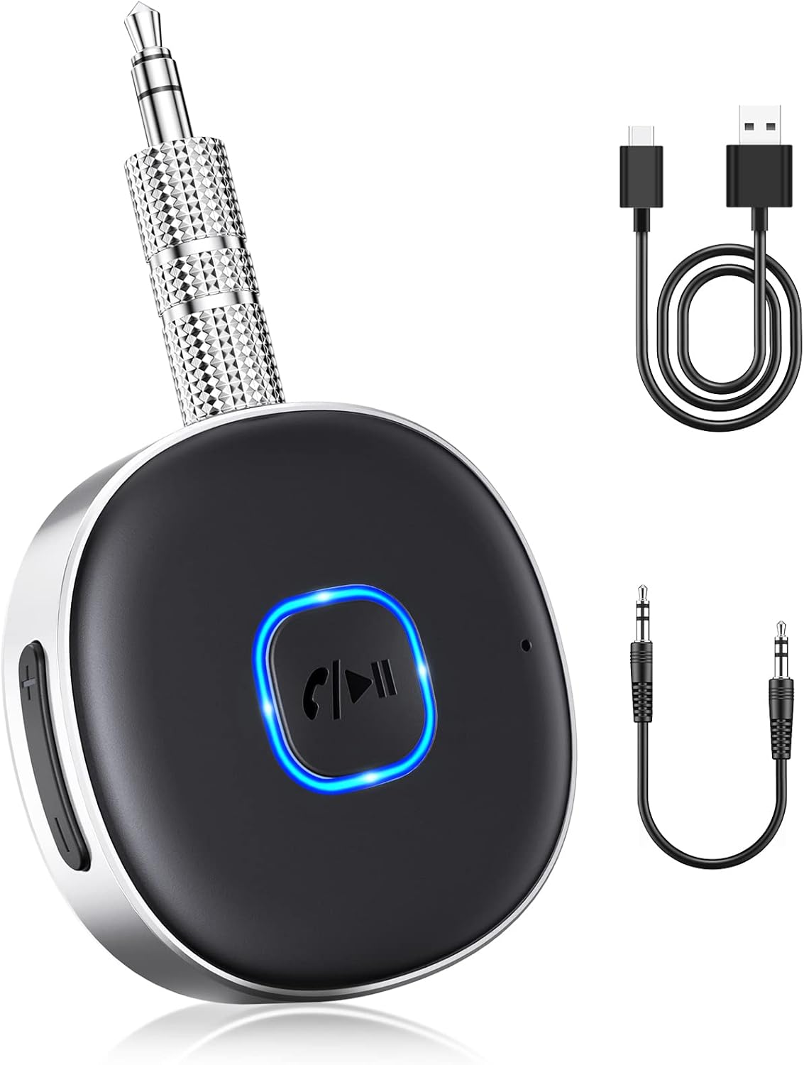WOCBUY Bluetooth Adapter for Car, 3.5mm AUX Bluetooth Receiver for Music Streaming, Bluetooth 5.0 Wireless Audio Receiver for Car/Home Stereo/Wired Headphones/Speaker, Dual Connect
